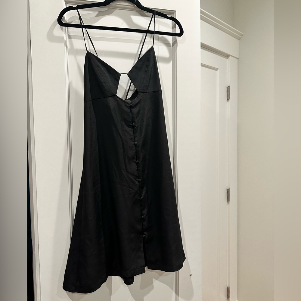 Nasty Gal black satin slip dress